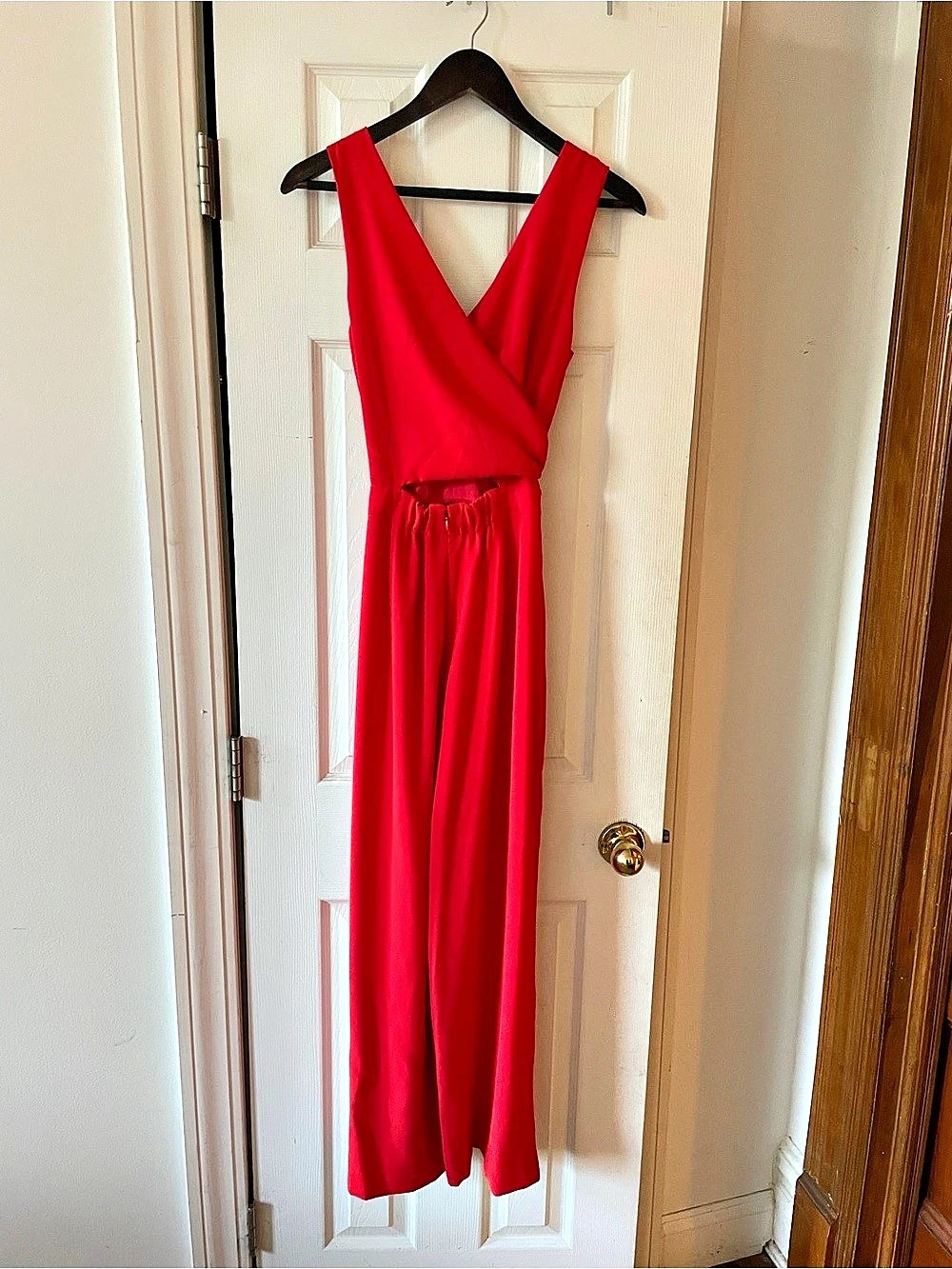 J.Crew Red Wide Leg Jumpsuit Size 8 - Picture 3 of 4